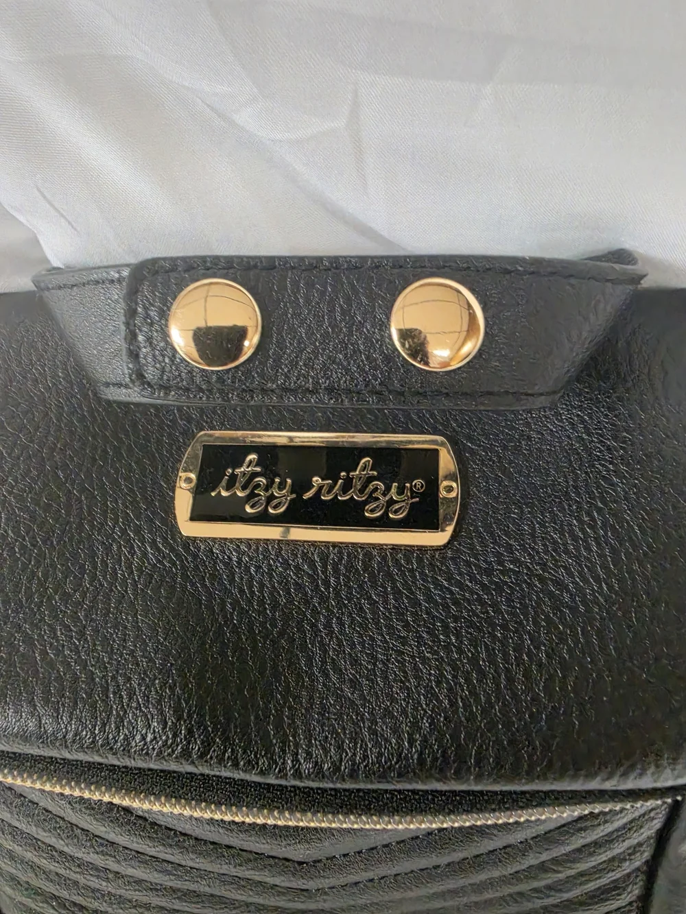Itzy Ritzy Black Leather-Effect Women's Bag with Gold Hardware